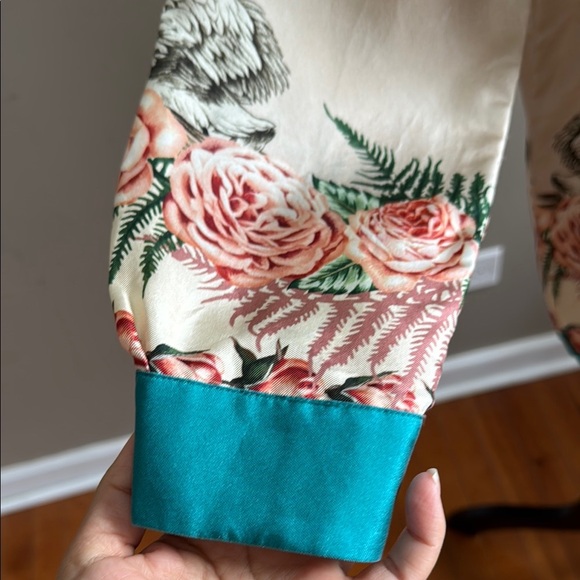 Paul & Joe Silk Vintage Floral Goose Print Button-Up Shirt Green Accents Size 3 - Picture 7 of 15